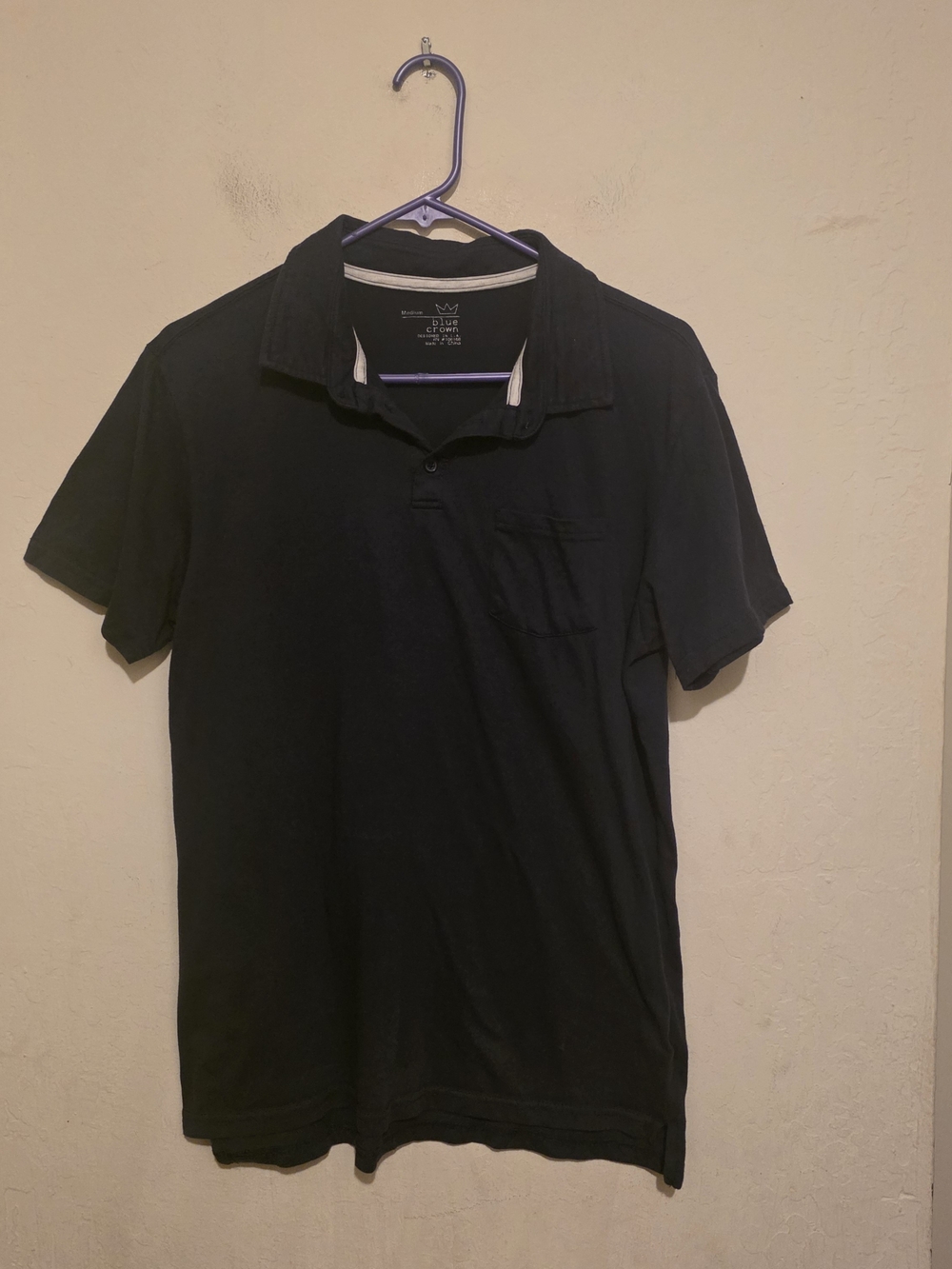 Blue Crown Men's Blue  Polo Shirt - Classic Short Sleeve Size Medium